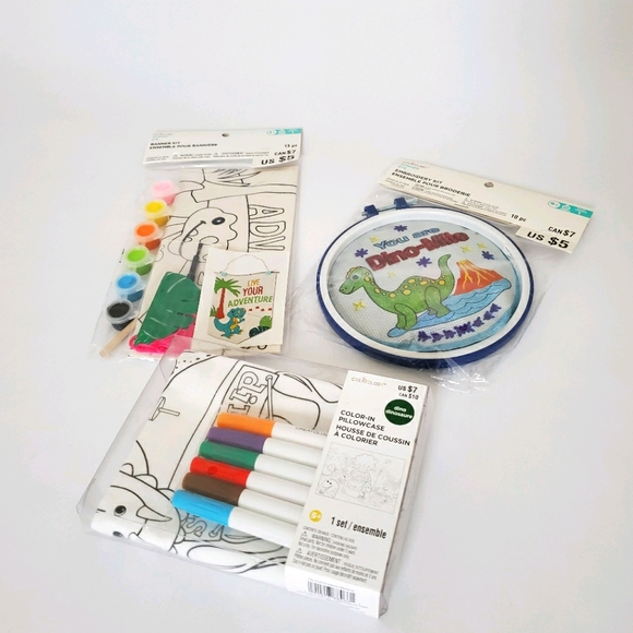 Dinosaurs! Embroidery Kit, Banner Kit & Pillow case Color in - Picture 2 of 3